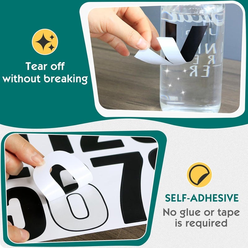Seloom 13 Sheets Alphabet Stickers,4 Inch Large Vinyl Letter Number Stickers Self Adhesive,Waterproof Numbers Alphabet Letters Labels for DIY Crafts,Mailbox,Notebook,Door,Water Bottles,Car(Black) - Image 4